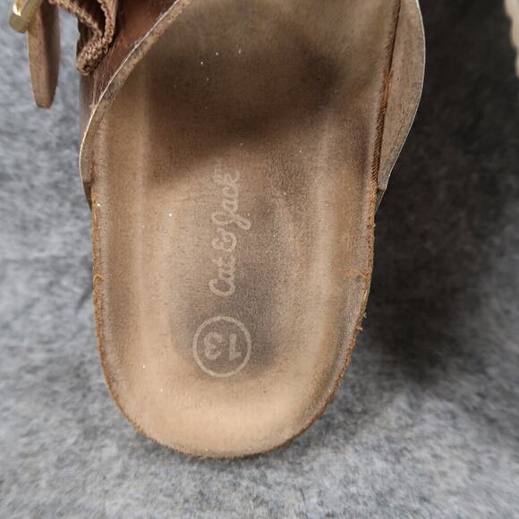 Cat & Jack Shoes Kids 13 Sandals Slides Double Strap Casual Slip On Metallic - Picture 6 of 10